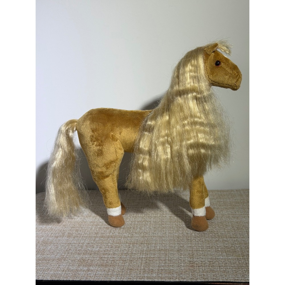 Only Hearts Club Tan Horse Plush Stuffed Animal Blonde Long Mane Tail Standing
